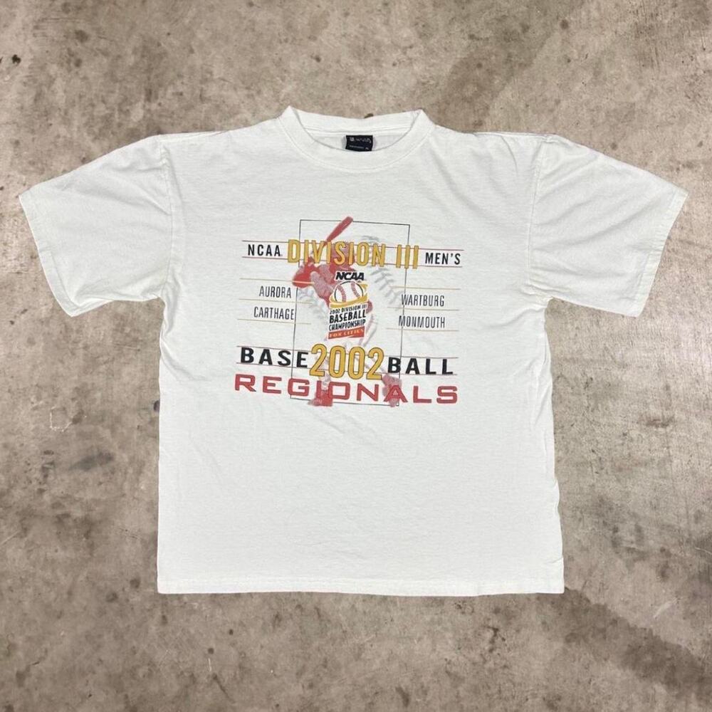 VTG 2002 NCAA Division III Baseball Regionals Tee T-Shirt Top White Mens Size XL